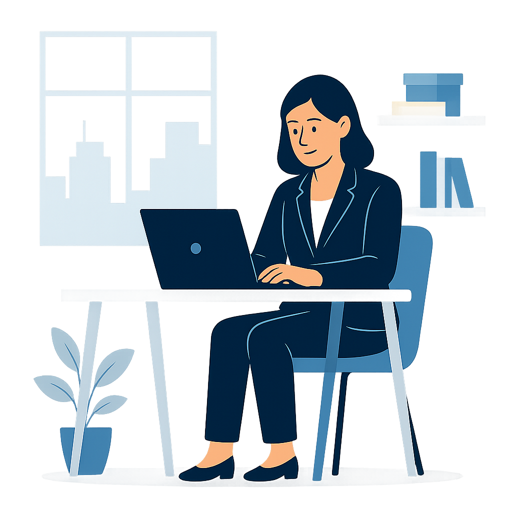 Company representative reviewing candidate work